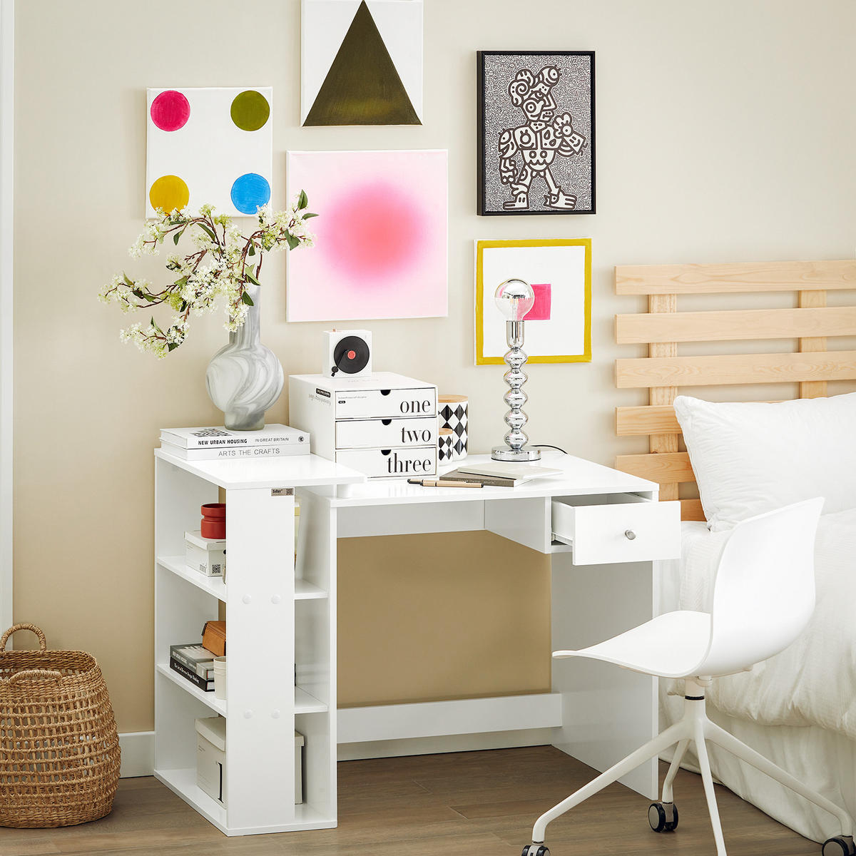 SCHREIBTISCH Weiß - Weiß, Holzwerkstoff (60/101/76cm) - SoBuy