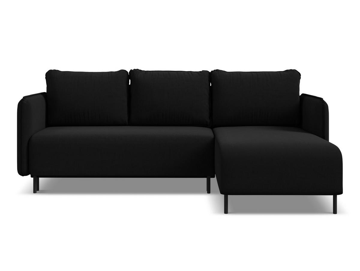 ECKSOFA mit Schlaffunktion Samt Stoff Schwarz - Schwarz, Holz/Textil (236/162cm) - Makamii