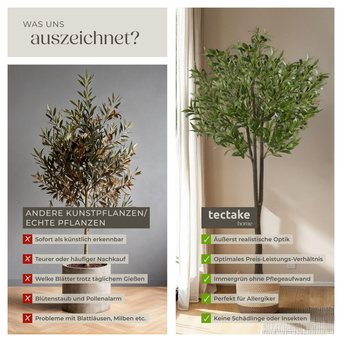KÜNSTLICHER-OLIVENBAUM Oleand, stabiler Kunststoff-Blumentopf, grün - Grün, Kunststoff (150cm) - tectake