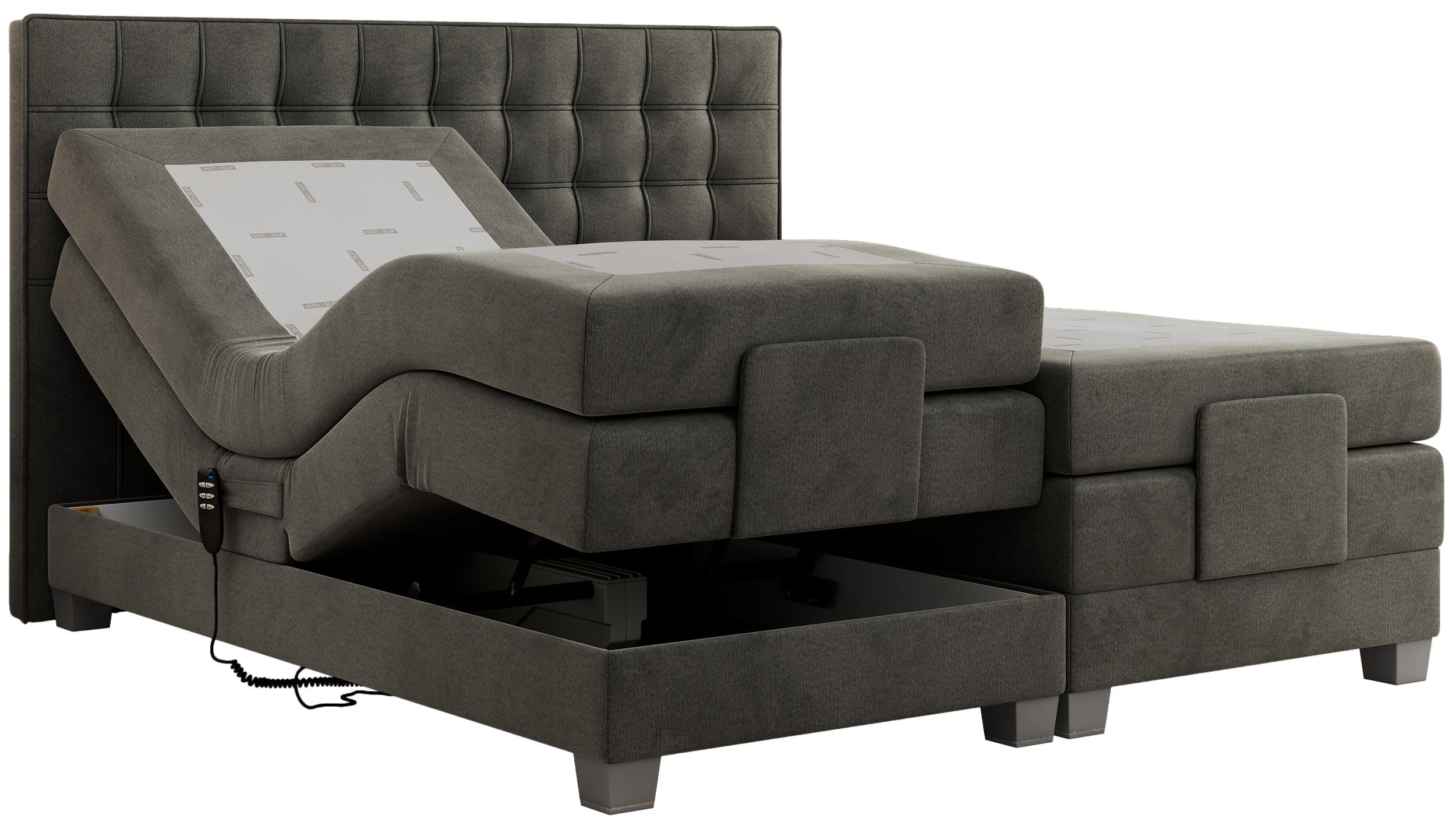 BOXBETT ELEKTRO 180/200 Dunkelgrau Velvet - H3 - Dunkelgrau, Holz/Textil (180/200cm) - MKS