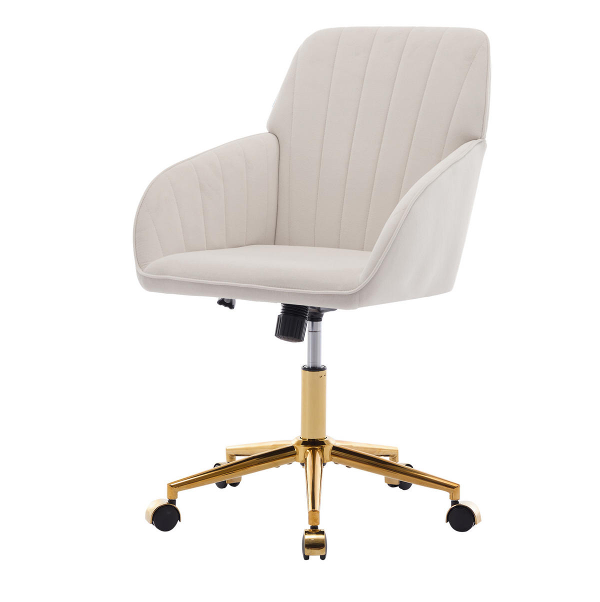 DREHSTUHL 60/60/96,5 cm weiß aus Samt mit 360°-Drehfunktion - Weiß, Textil (62/97/60cm) - OKWISH