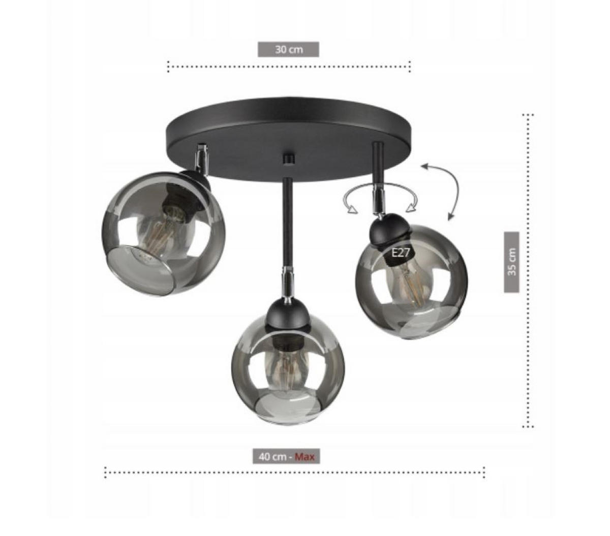 DECKENLEUCHTE HAGEN - Schwarz, Glas/Metall (35/35/35cm) - kiki design