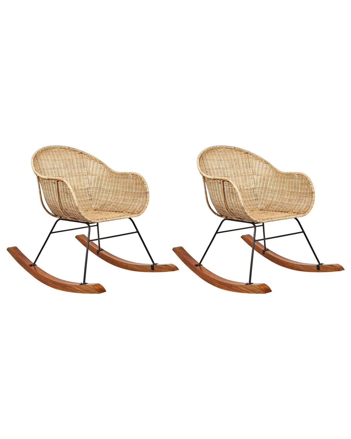 SCHAUKELSTÜHLE 2er Set Naturfarben Lavinio - Naturfarben, Naturmaterialen (61/80/98cm) - Beliani