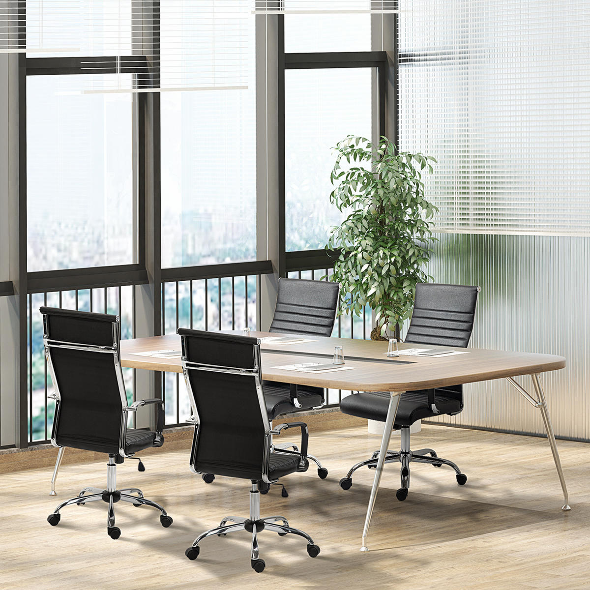 BÜROSTUHL Drehstuhl Chefsessel höhenverstellbar Kunstleder Schaumstoff - Schwarz, Leder (62/114/54cm) - Vinsetto