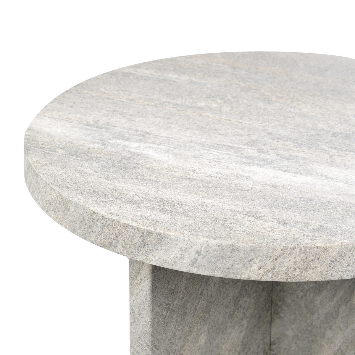 BEISTELLTISCH grau Steinoptik rund 42 cm Stanton - Grau, Holzwerkstoff (42/42/55cm) - Beliani