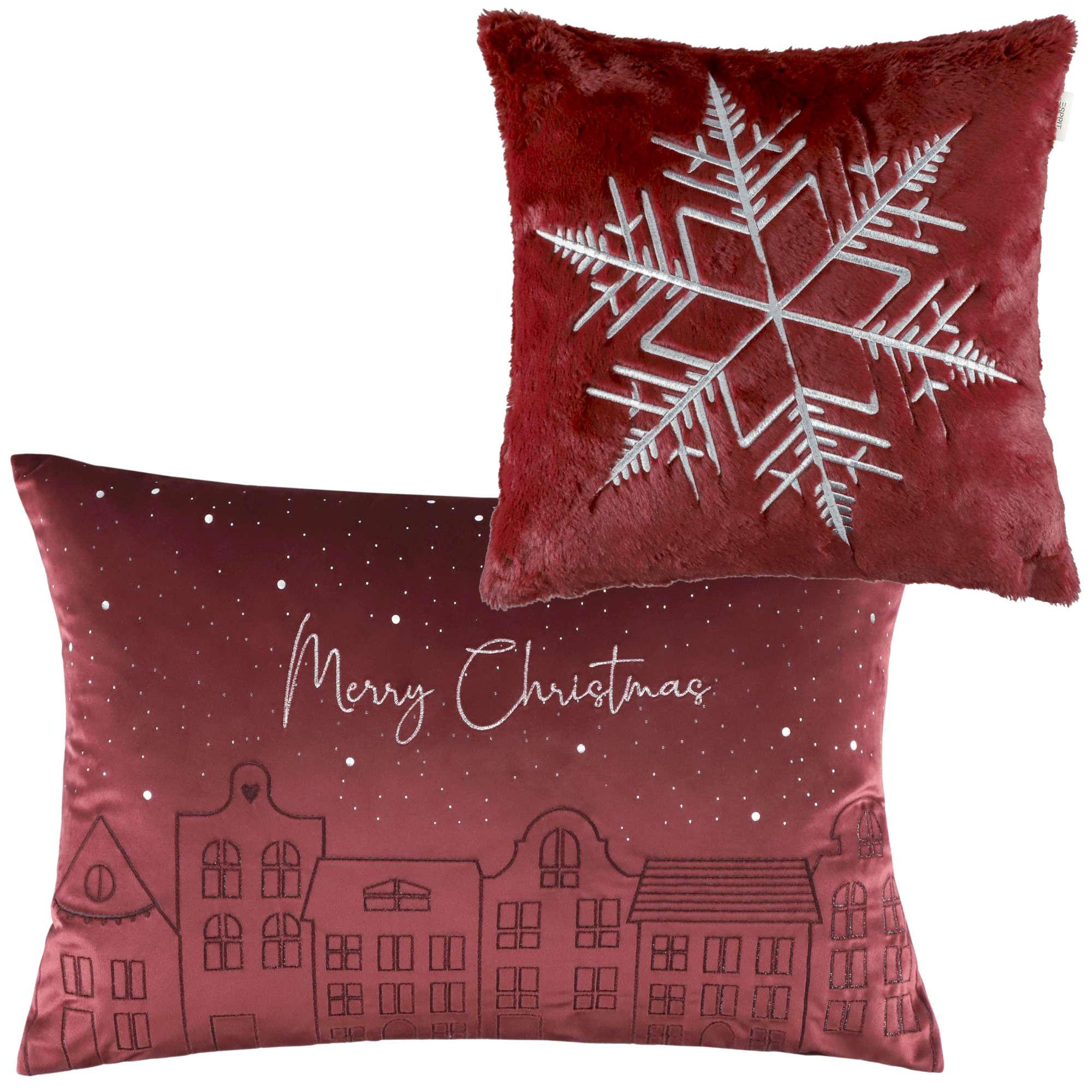 ZIERKISSENHÜLLE WEIHNACHTEN TOWN - Rot, Textil (60/40cm) - Esprit