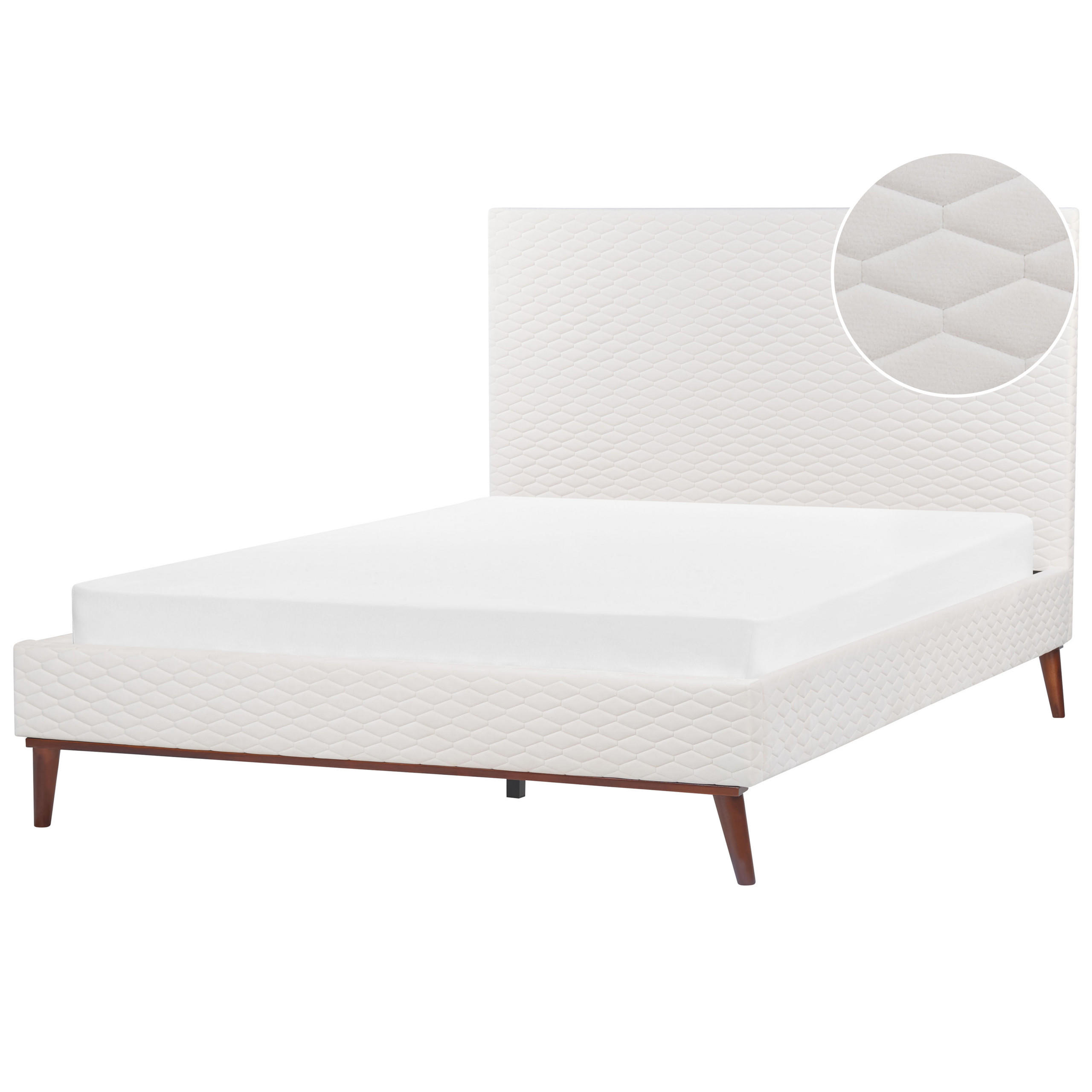 POLSTERBETT mit Lattenrost 160x200 cm Weiß Bayonne - Creme, Textil (160/200cm) - Beliani