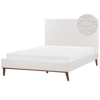 POLSTERBETT mit Lattenrost 160x200 cm Weiß Bayonne - Creme, Textil (160/200cm) - Beliani
