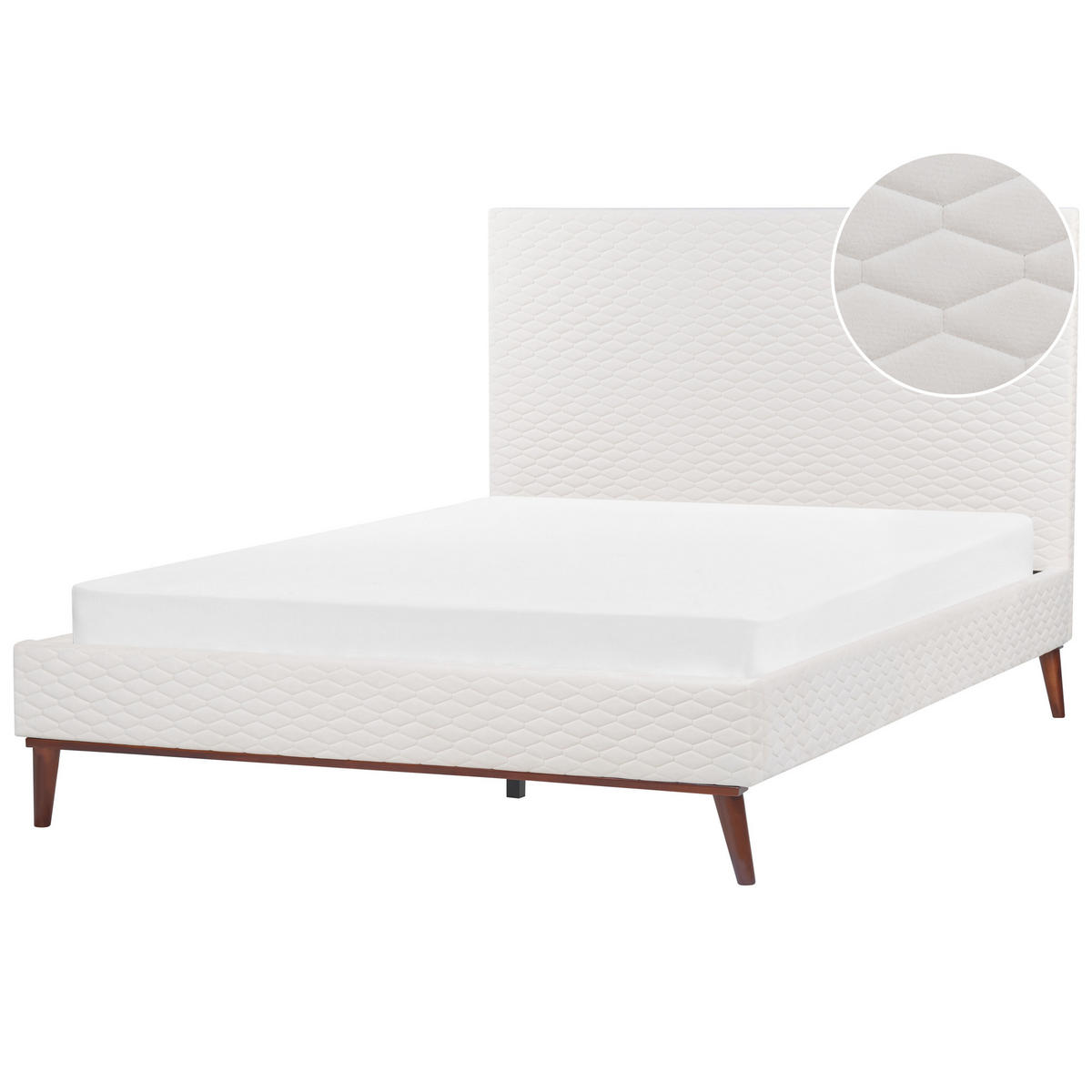 POLSTERBETT mit Lattenrost 160x200 cm Weiß Bayonne - Creme, Textil (160/200cm) - Beliani