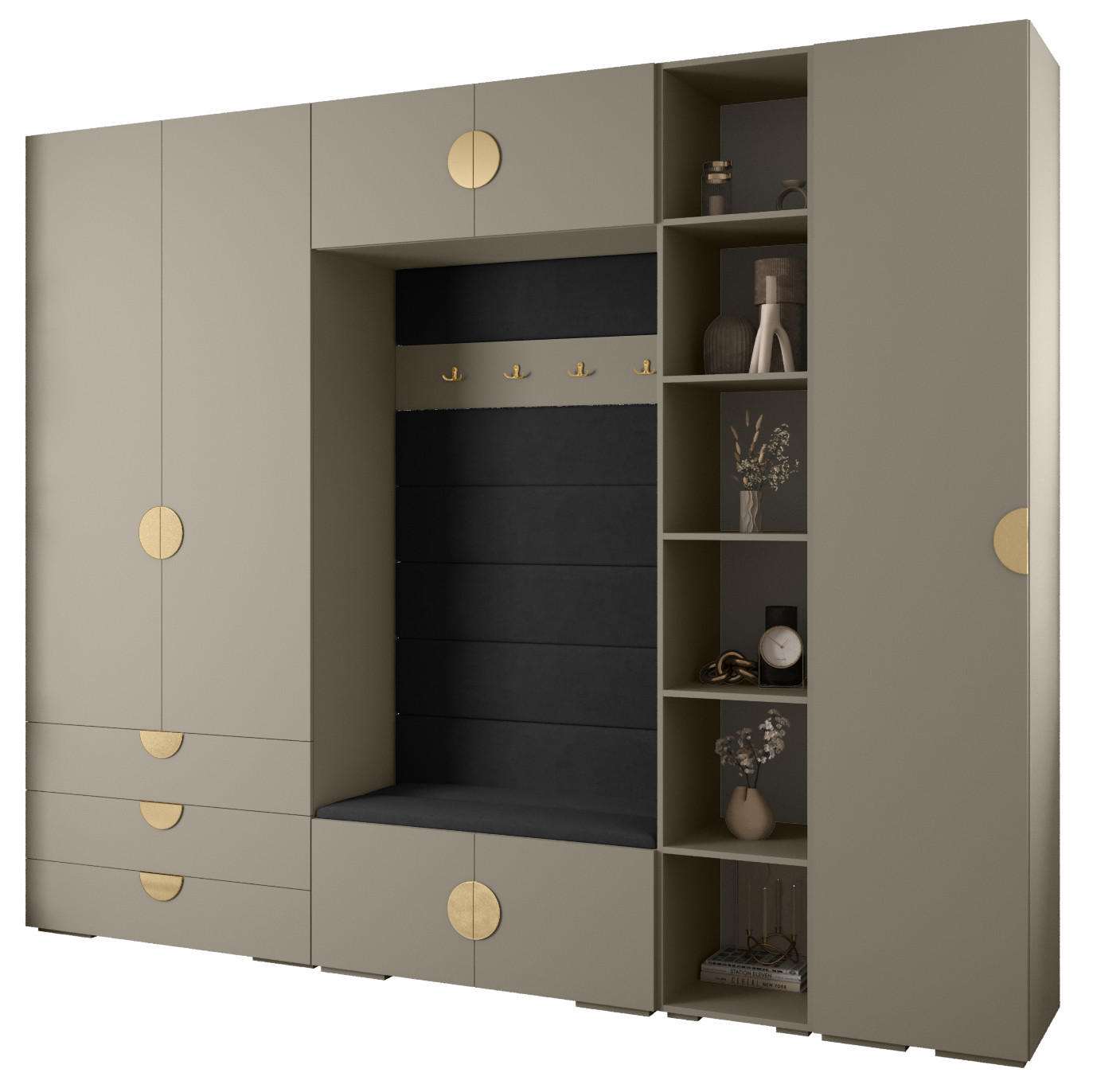 GARDEROBEN-SET 236,7/290/47 - Kaschmir/Goldfarben, Holz/Kunststoff (290/236.7/47cm) - Abiks Möbel