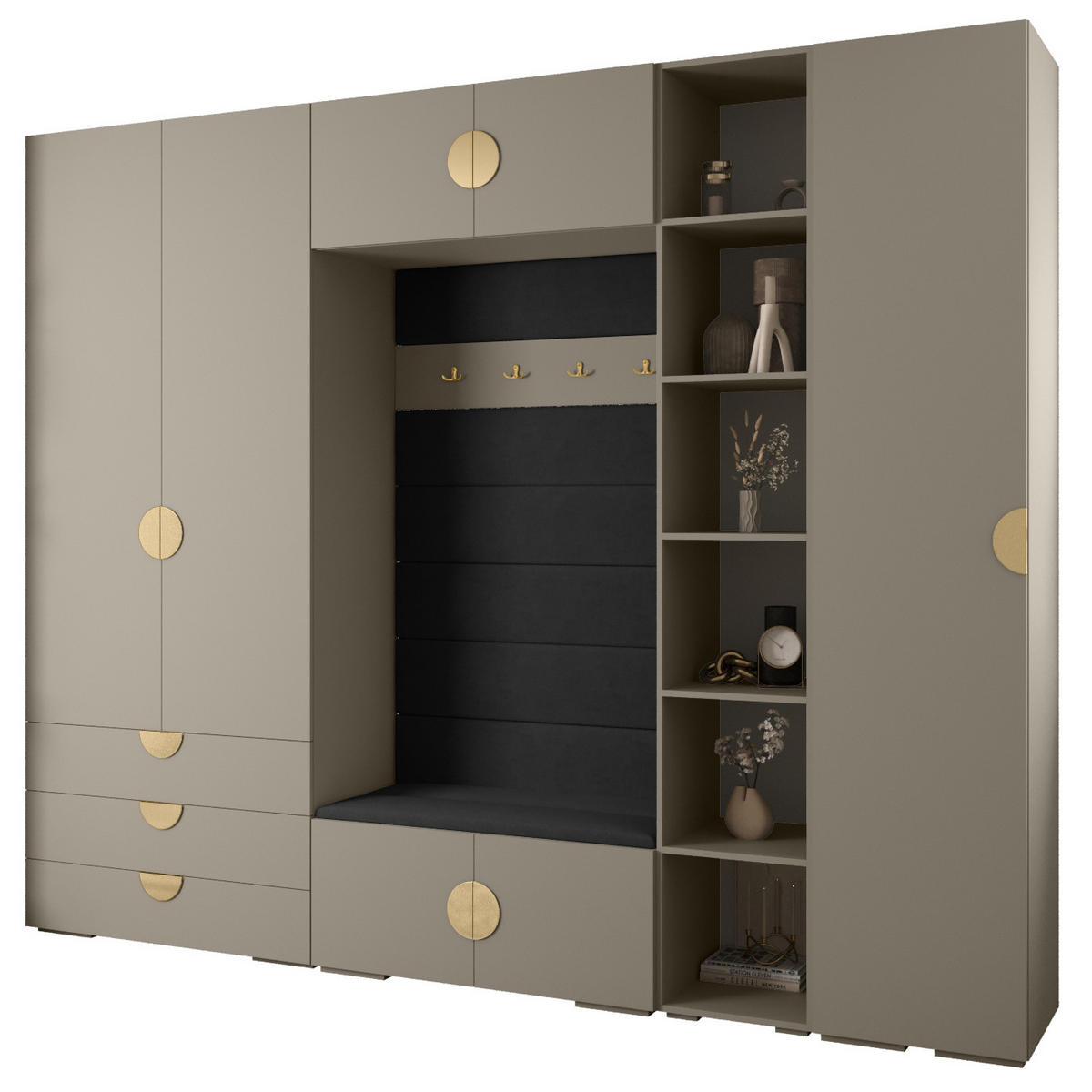 GARDEROBEN-SET 236,7/290/47 - Kaschmir/Goldfarben, Holz/Kunststoff (290/236.7/47cm) - Abiks Möbel