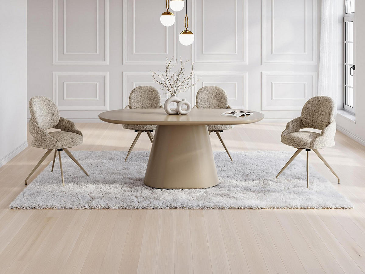 ESSGRUPPE - 6 Personen - Holz, Platte - Taupe - VALIANA - Taupe, Holz (180/76/90cm) - Vente-Unique