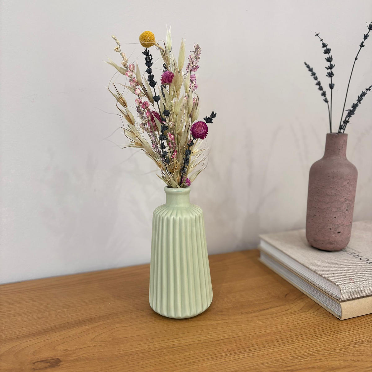 WIESENGLÜCK Mini - Natürlicher Trockenblumenstrauß in beige-rosa - Beige, Naturmaterialien (30cm) - Lykke & You