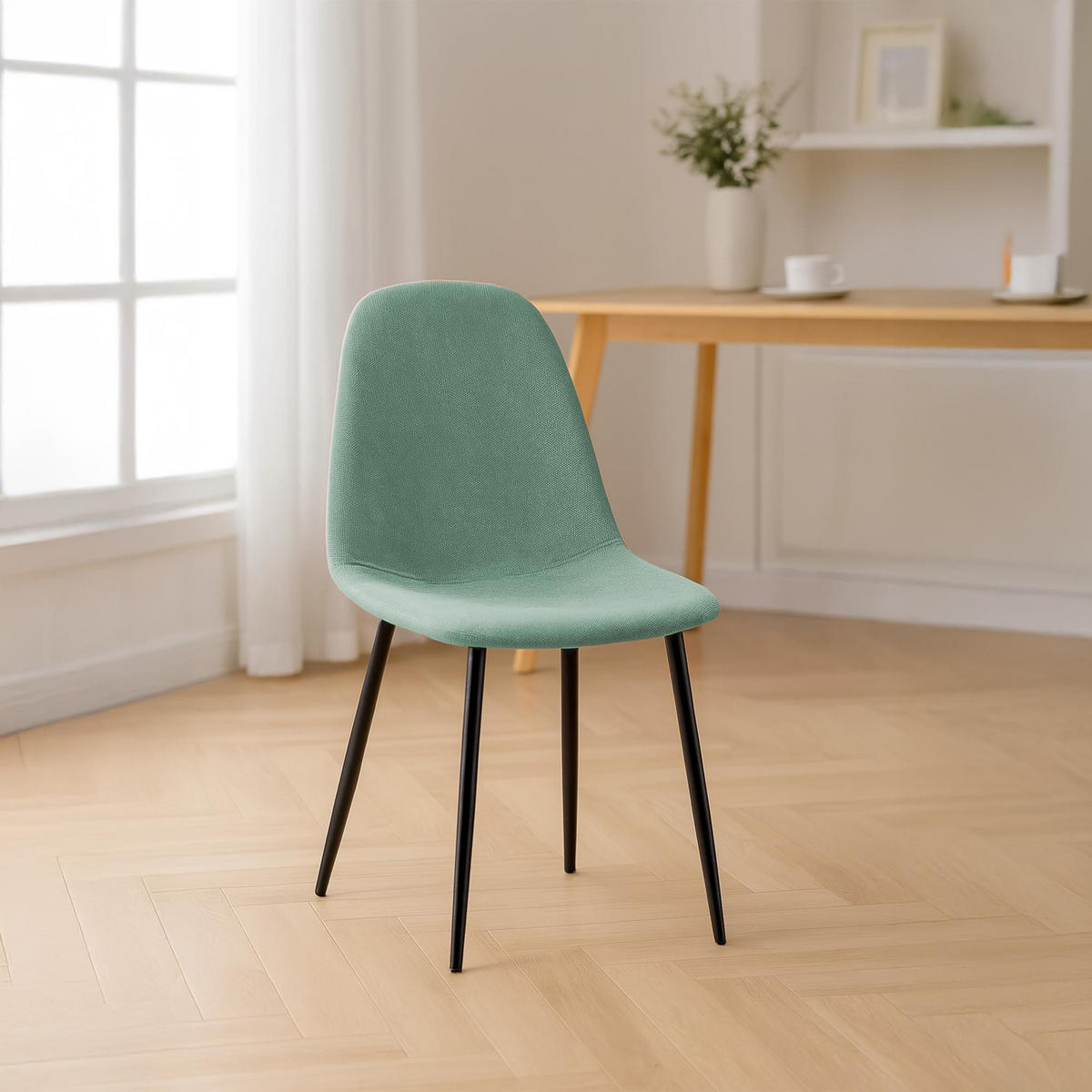 STUHL Stoff Hellgrün - Schwarz/Hellgrün, Textil/Metall (44/88/51cm) - CLP