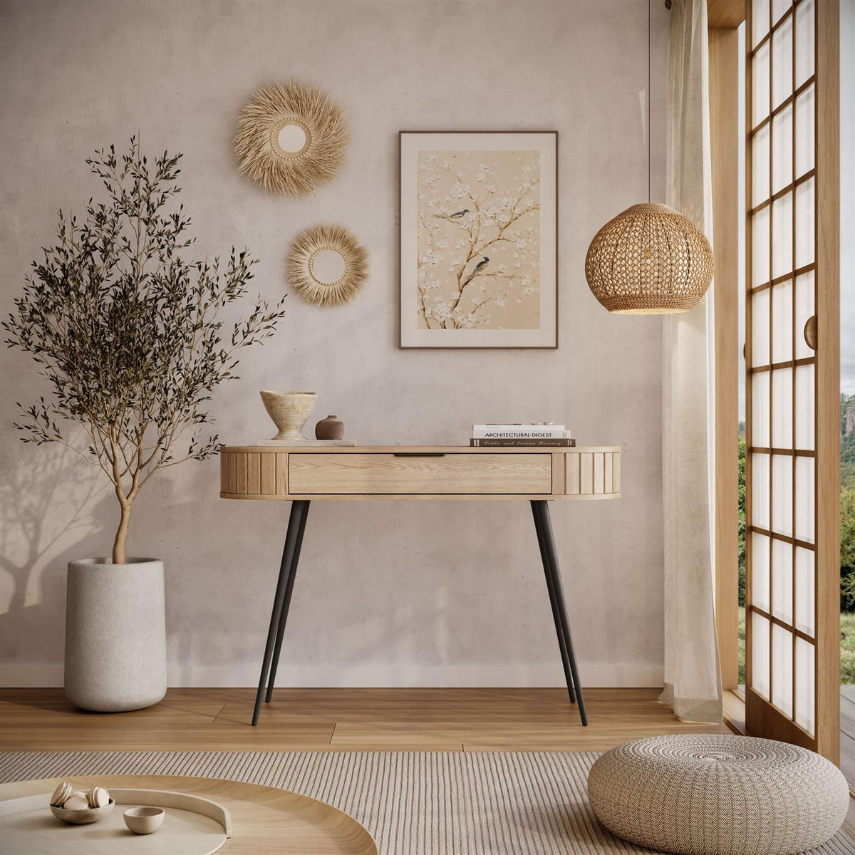 KONSOLE WILLOW 120 cm, mit hohen Beinen, ohne Spiegel - Eichefarben, Holzwerkstoff (120/80/40cm) - Lookway