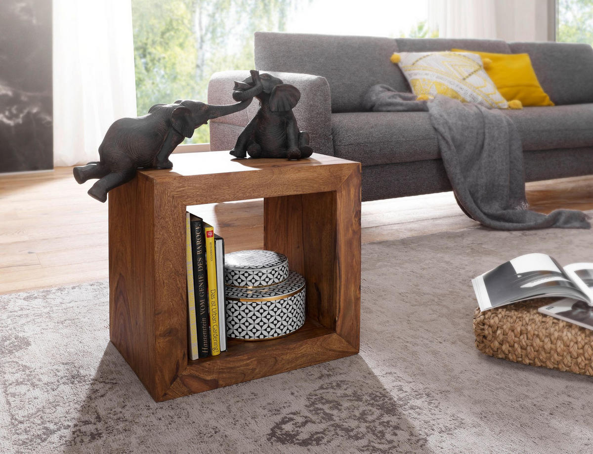 STANDREGAL – Naturholz, 44x44x33 cm, handgefertigt, geradlinig - Braun, Holz (44/44/33cm) - KADIMA DESIGN