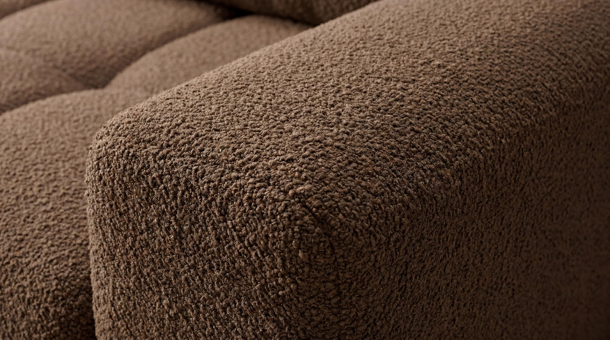 ECKSOFA Ovia mit Bettkasten und Schlaffunktion, Bouclé-Stoff in L-Form - Braun, Textil (270/185cm)