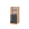 HERDUMBAUSCHRANK R-Line Anthrazit Hochglanz 60 cm - Honigeiche/Schwarz Hochglanz, Holzwerkstoff (60/143/57cm) - Vicco