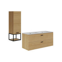 BADMÖBEL-SET - 120 cm x 46 cm - holz - naturfarben hell Sarone - Weiß, Holz (120/55/46cm) - Vente-Unique
