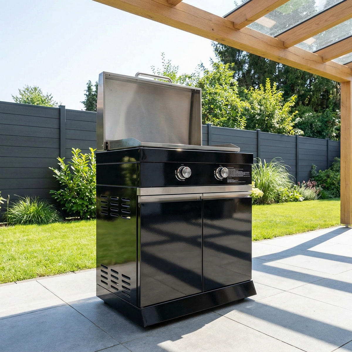 BLACKBACK Plancha - Schwarz Hochglanz/Schwarz, Metall (83/90/58cm) - Goriller