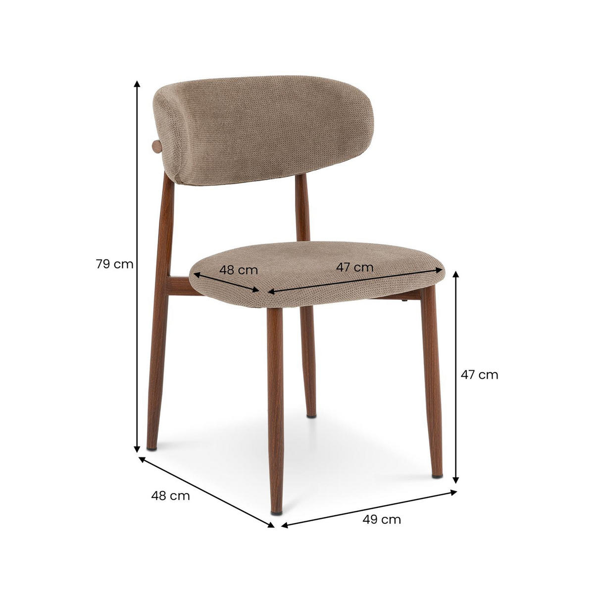 ESSZIMMERSTUHL ACOSTA 2er-Set beige - Beige, Textil (49/79/48cm) - IDIMEX