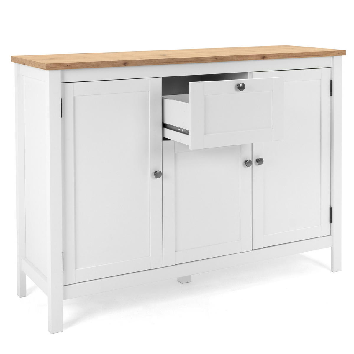 SIDEBOARD 120/90/40 cm Weiß, Natur - Chromfarben/Weiß, Holz (120/90/40cm) - Homestyle4u