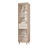 VITRINE AURORA in Kaschmir mit LED-Beleuchtung mit schräge Goldchrom Fuße - Kaschmir/Goldfarben, Holzwerkstoff/Metall (45/194/40cm) - Lookway
