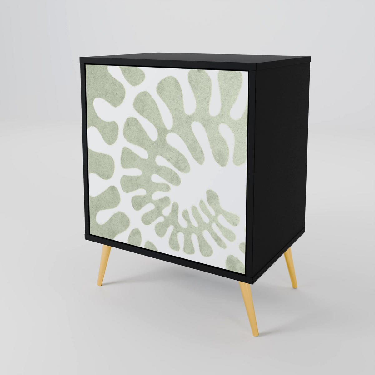SIDEBOARD HELIX DANCE, Schwarz, 57,5x42x67,5 cm, Schwarze Metall-Rahmenfüße - Multicolor/Schwarz, Holzwerkstoff/Metall (57.5/67.5/42cm) - SpaceRebels