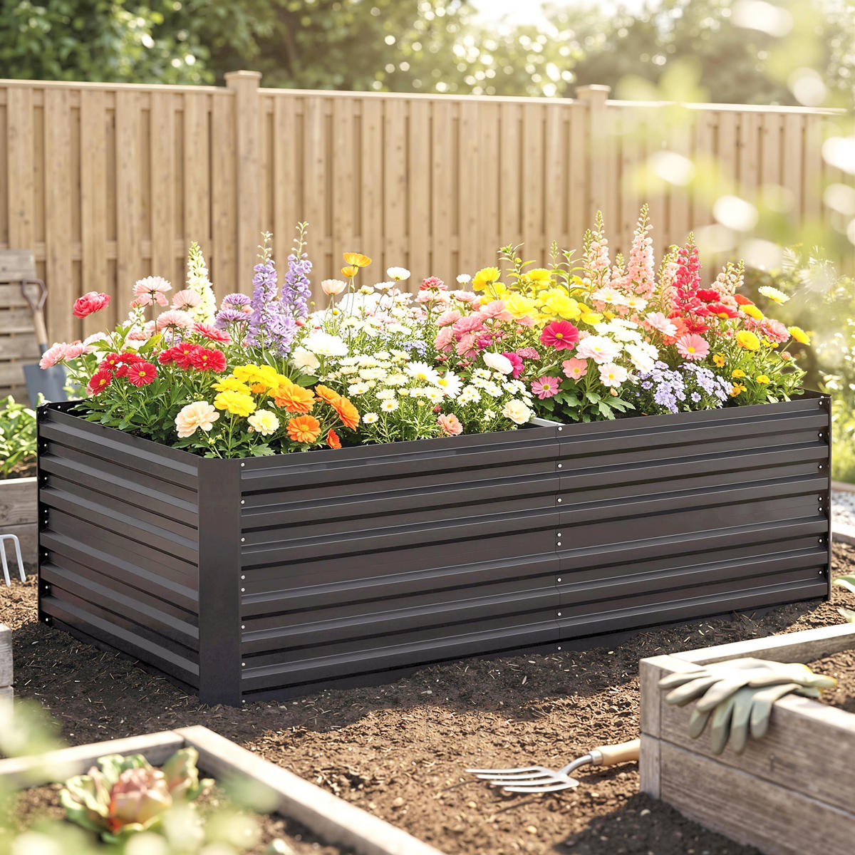 HOCHBEET aus Stahl - Dunkelgrau, Metall (90/59/180cm) - Outsunny