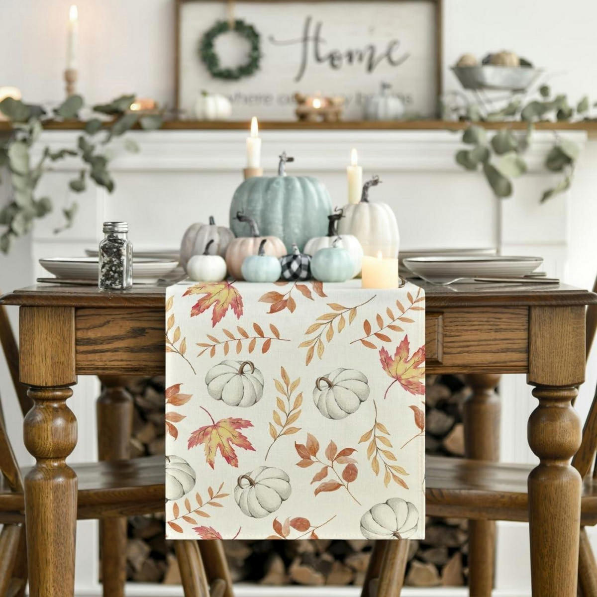 TISCHLÄUFER Herbstmotiv Kürbisse 40 x 240 cm - Creme, Textil (240/40/1.5cm)