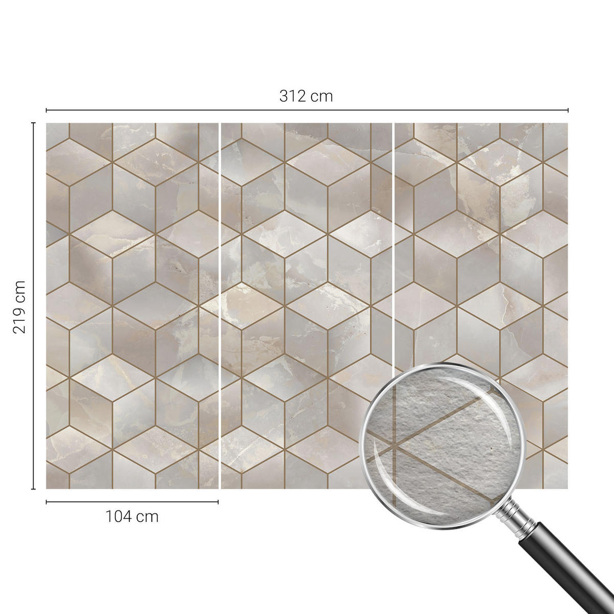FOTOTAPETE 312x219 cm - Geometrisches Mosaik - Grau, Textil (312/219cm) - Wallfluent