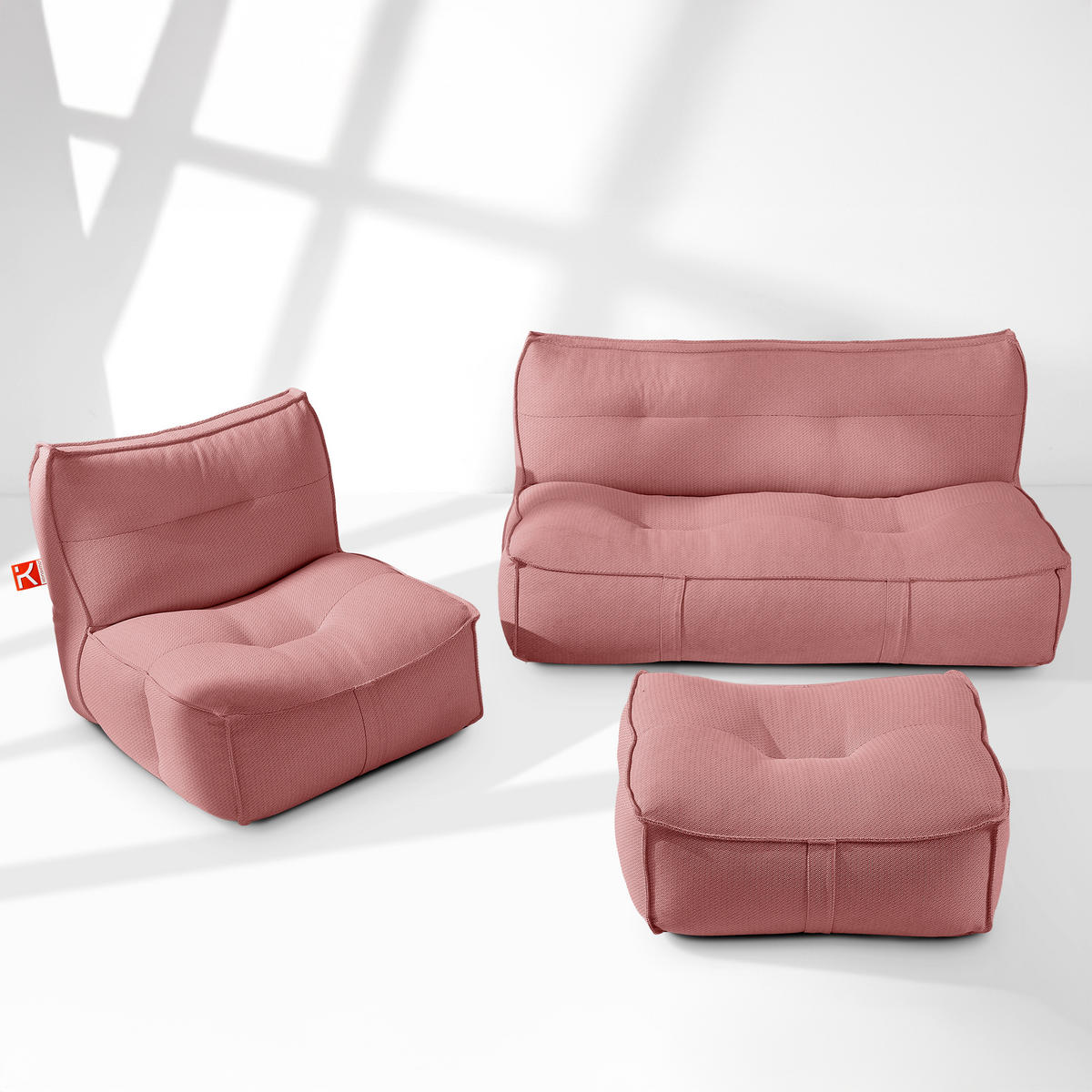 GARTENLOUNGE-SET LOVIA, Möbel-Set, Rot/Weiß - Rot, Textil - KONSIMO®