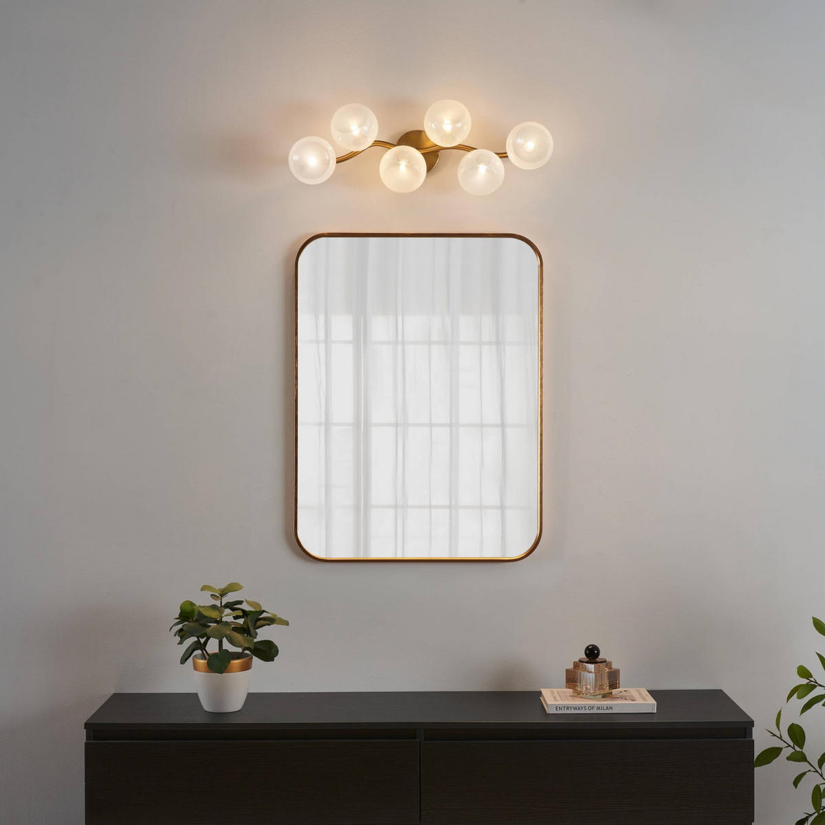 WANDLEUCHTE Isalina, Messing und Weiß, 73cm - Messingfarben, Glas (27/73/73cm) - KOSILUM