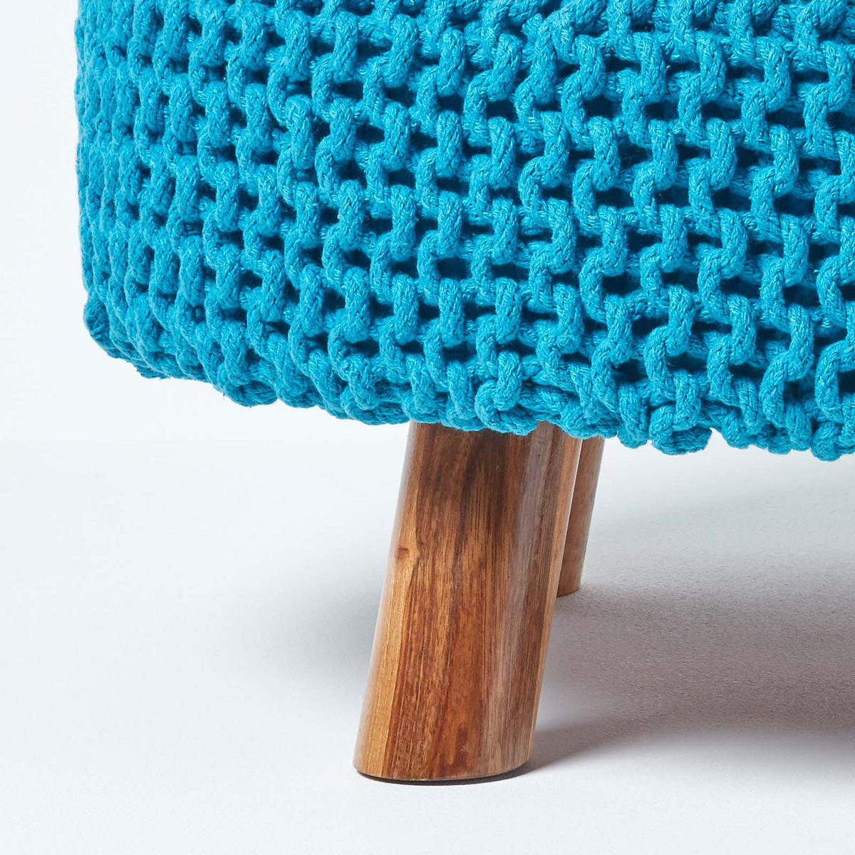 STRICK-HOCKER türkis, rund 62/62/30 cm - Türkis, Textil (62/30/62cm) - Homescapes