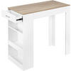BARTISCH mit 1 Schublade 3 Ablagen, Weinregal, Weiß + Helleiche - Eichefarben/Weiß, Holzwerkstoff (100/100/50cm) - Woltu