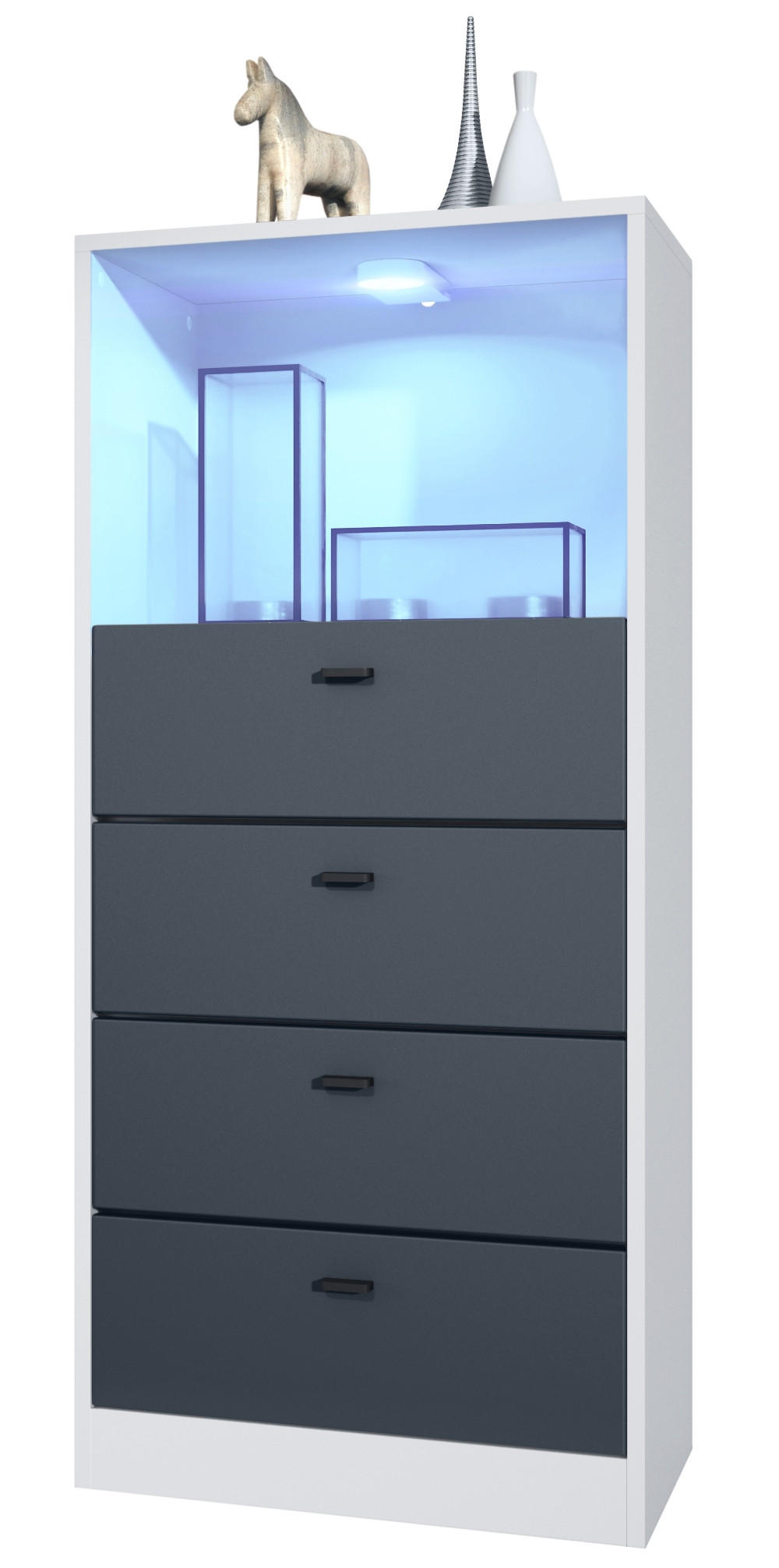 KOMMODE Pino Fronten in Anthrazit matt - Dunkelgrau/Anthrazit, Holzwerkstoff (56/125/36cm) - Vladon