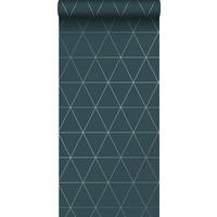 TAPETE grafische Dreiecke 53 cm x 10.05 m - Blau, Papier (53/1000cm) - Origin Wallcoverings