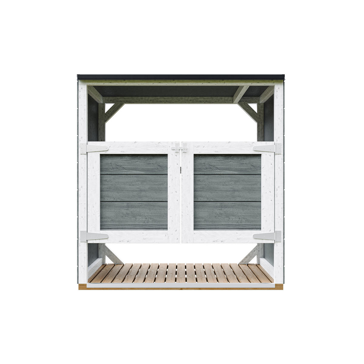 MÜLLTONNENBOX 2er 240L, M980A-CAVERN STEEL, aus wetterfestem LP Smartside Holz - Anthrazit, Holz (153/159/75cm) - Timbela