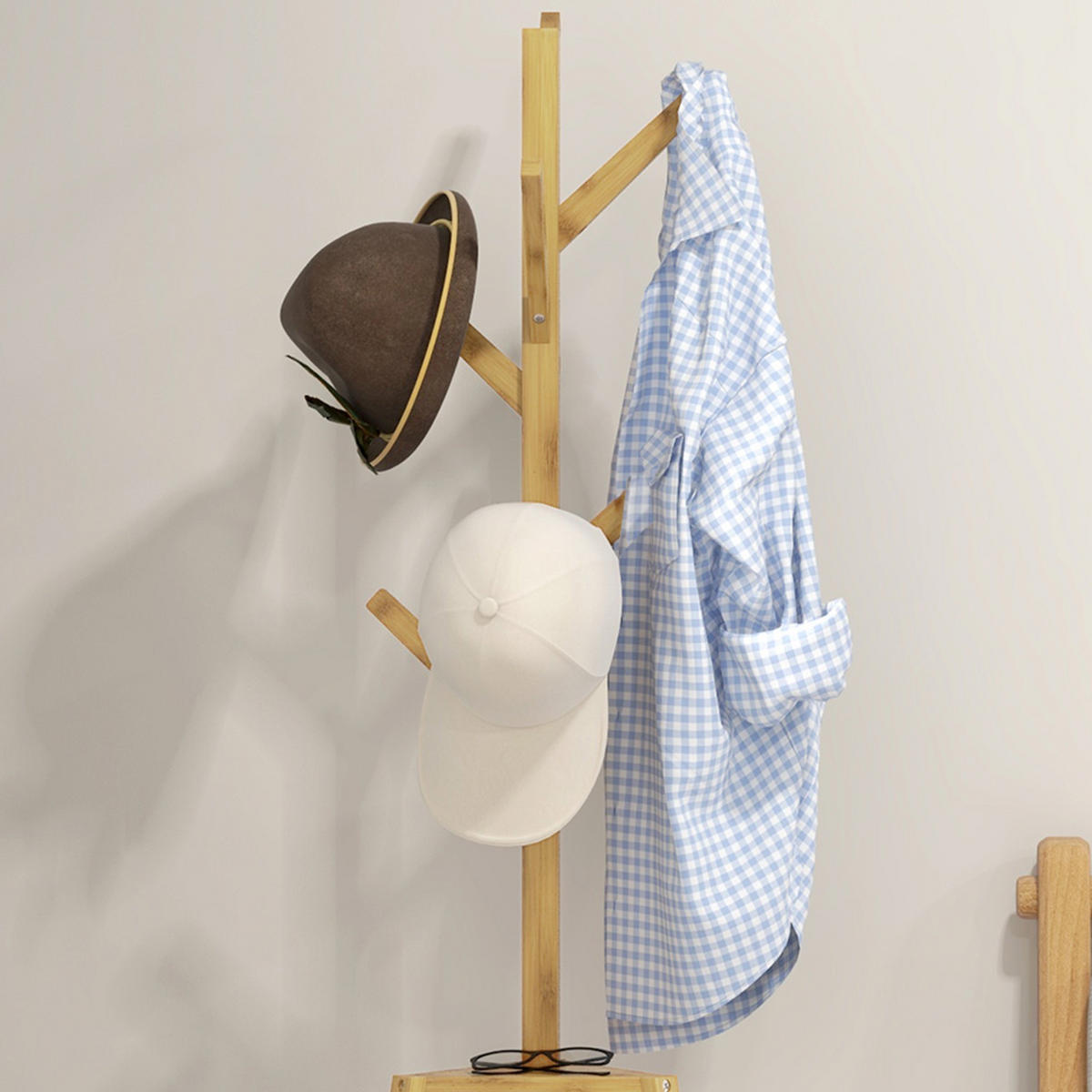 GARDEROBENSTÄNDER DE-17178 8 Haken & 3 Ablagen Natur - Braun, Naturmaterialien (46/175/46cm) - ComfortXL