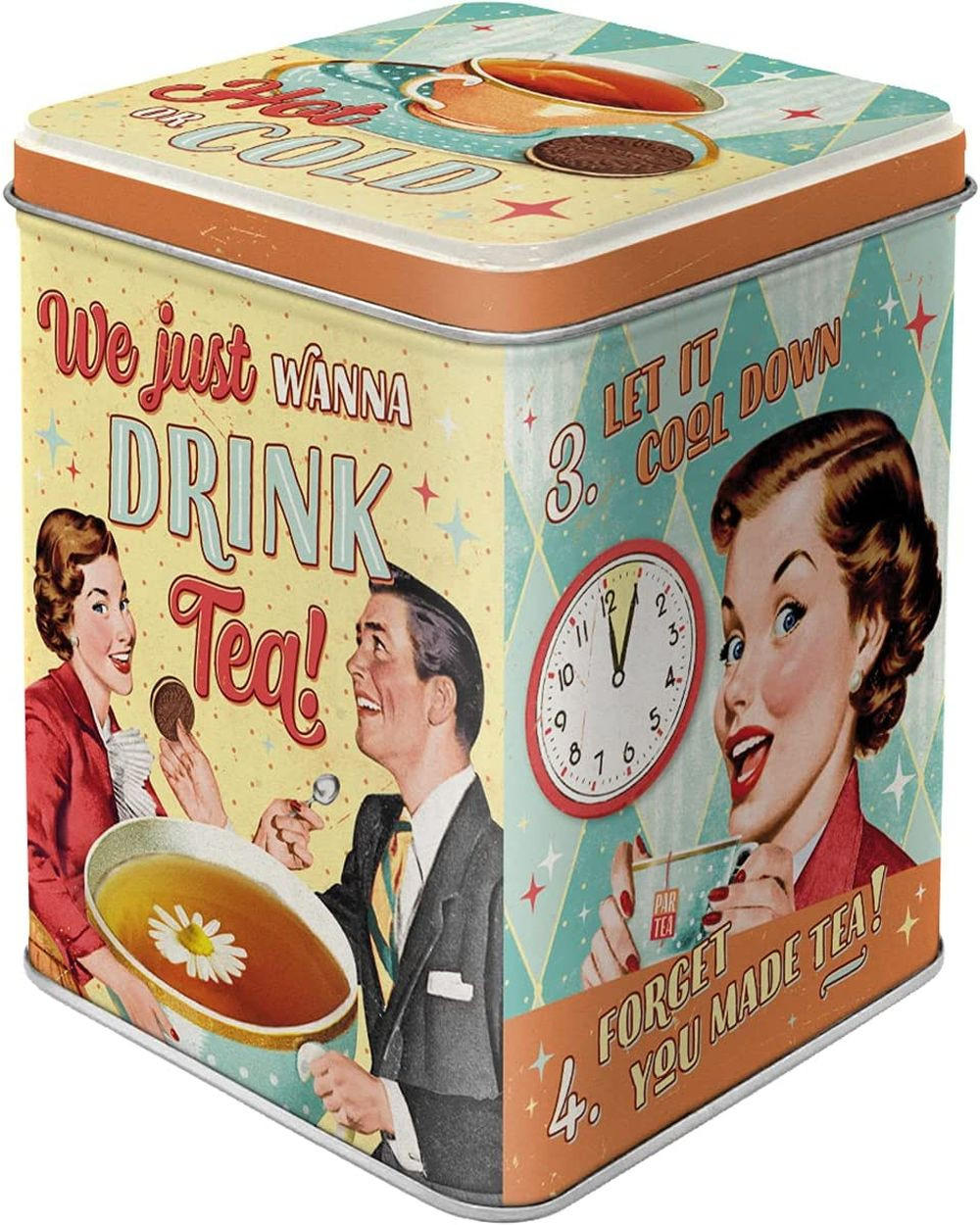 TEEDOSE Say it 50's! Tea & Cookies Together - Multicolor, Metall (1/9.5cm) - Nostalgic-Art