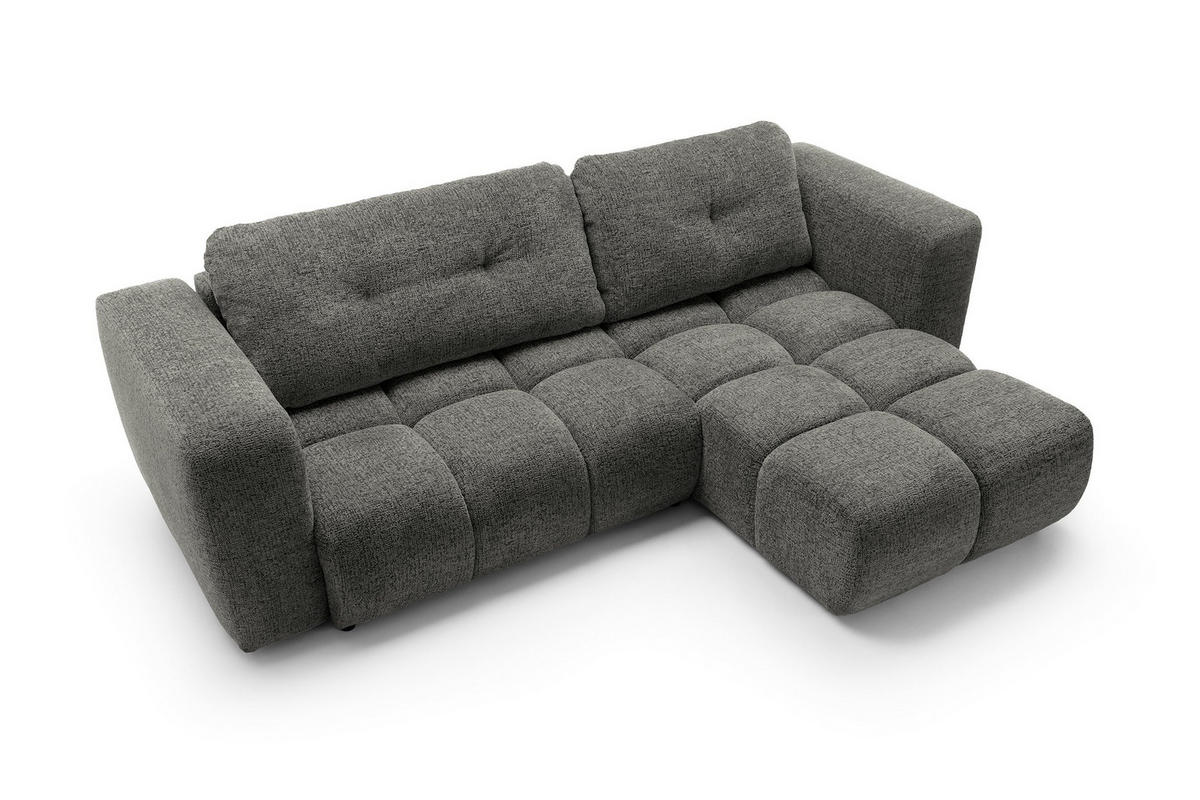ECKSOFA ARTE 02 Grau Chenille mit Schlaffunktion - Grau, Holz (273/176cm) - MASSENO