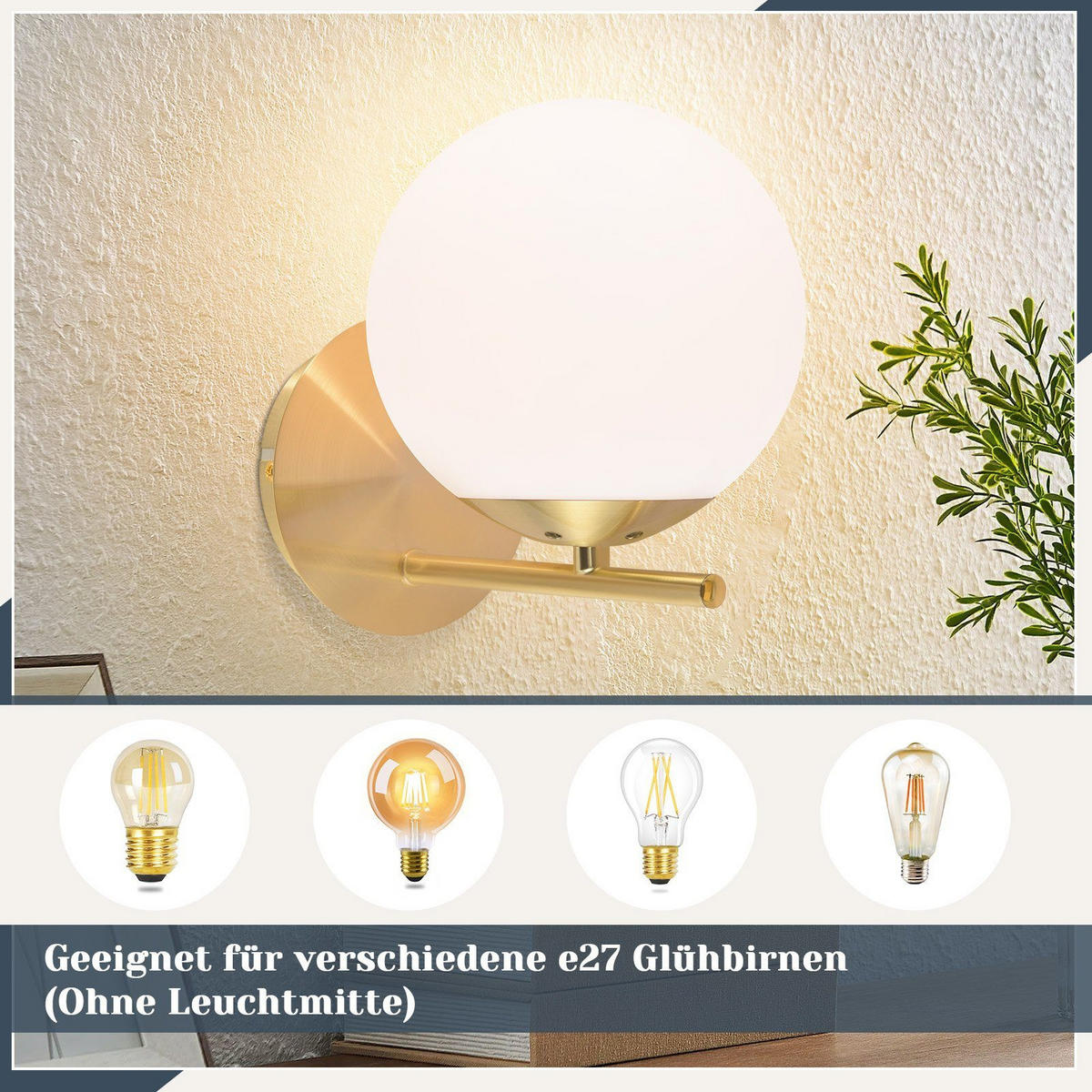 WANDLEUCHTE Quelle - Goldfarben, Metall (20/12/20cm) - Nettlife