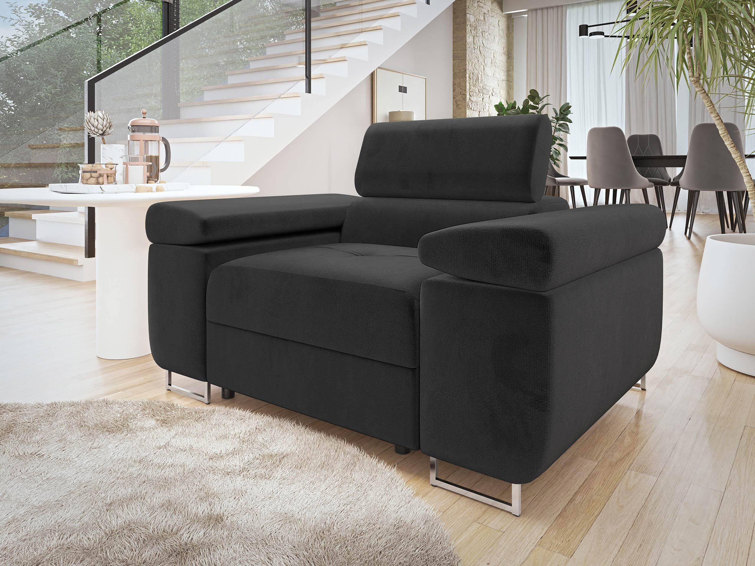 SESSEL Torezio - Schwarz, Holz/Textil (134/90/102cm) - MIRJAN24