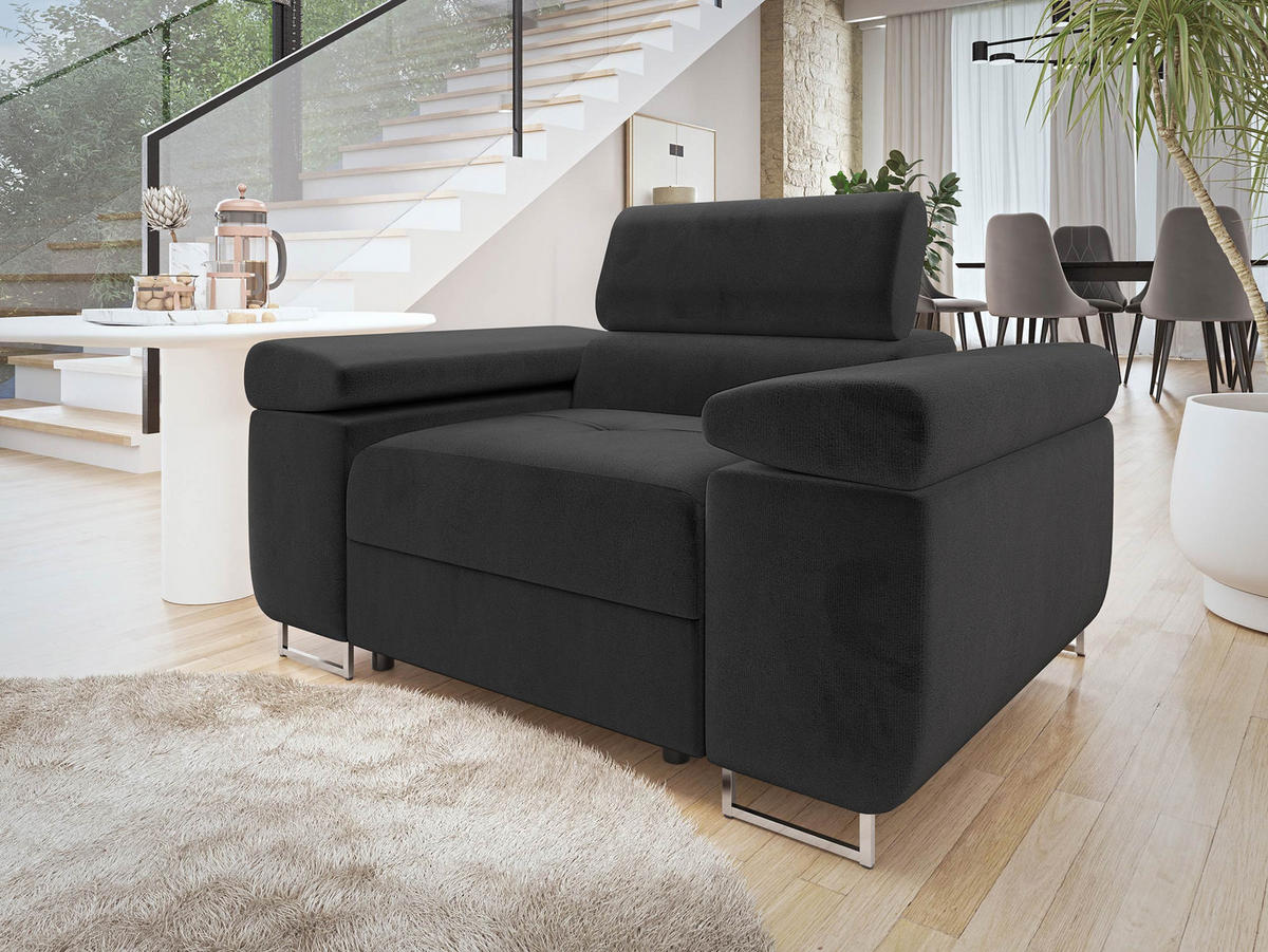 SESSEL Torezio - Schwarz, Holz/Textil (134/90/102cm) - MIRJAN24