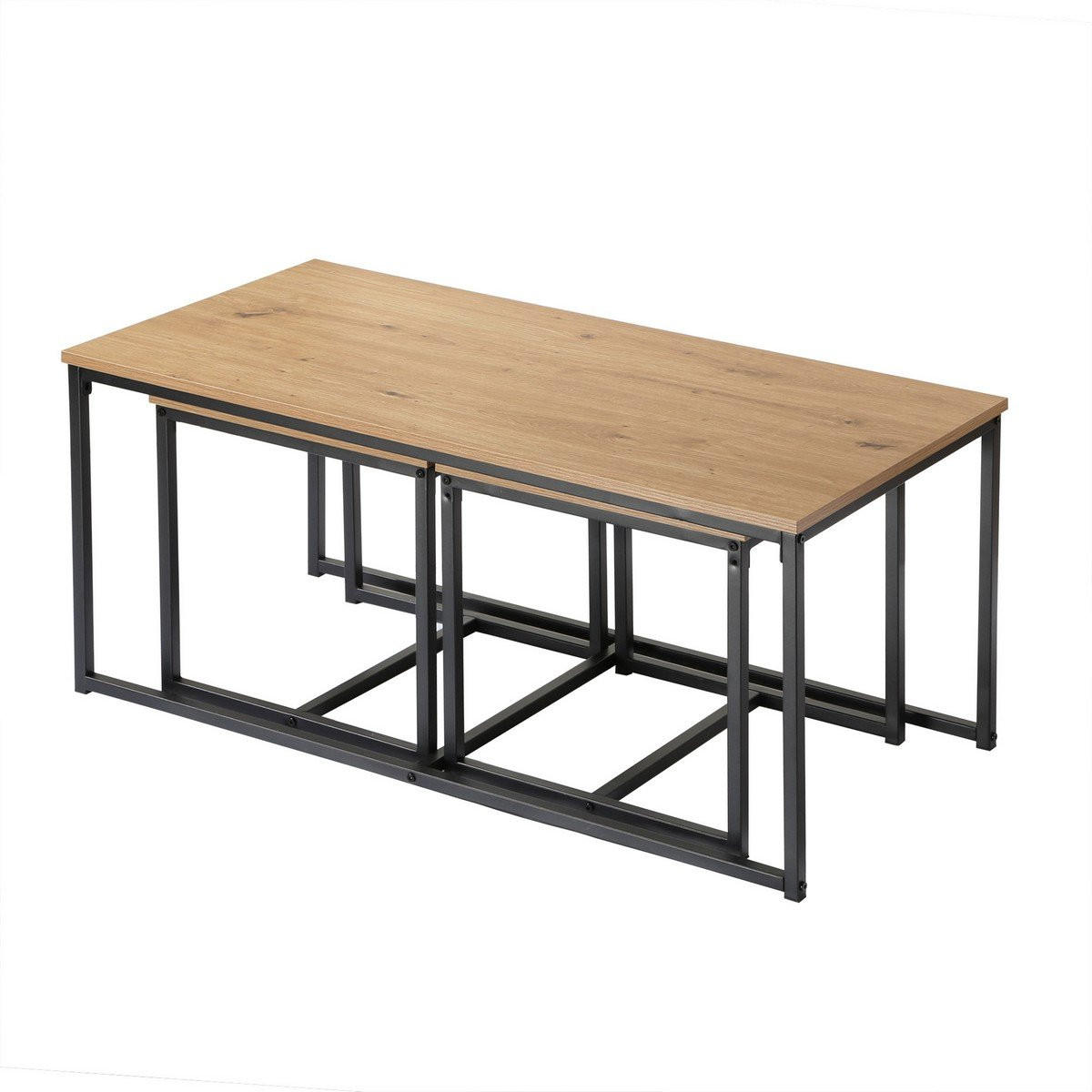 COUCHTISCHE zum Ausziehen im 3er Set - Eichefarben, Holzwerkstoff (100/50/45cm) - Calicosy