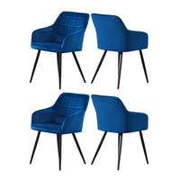 ESSZIMMERSTUHL Samt 4-teilig Blau - Blau, Metall (55/82/59cm) - Life Interiors