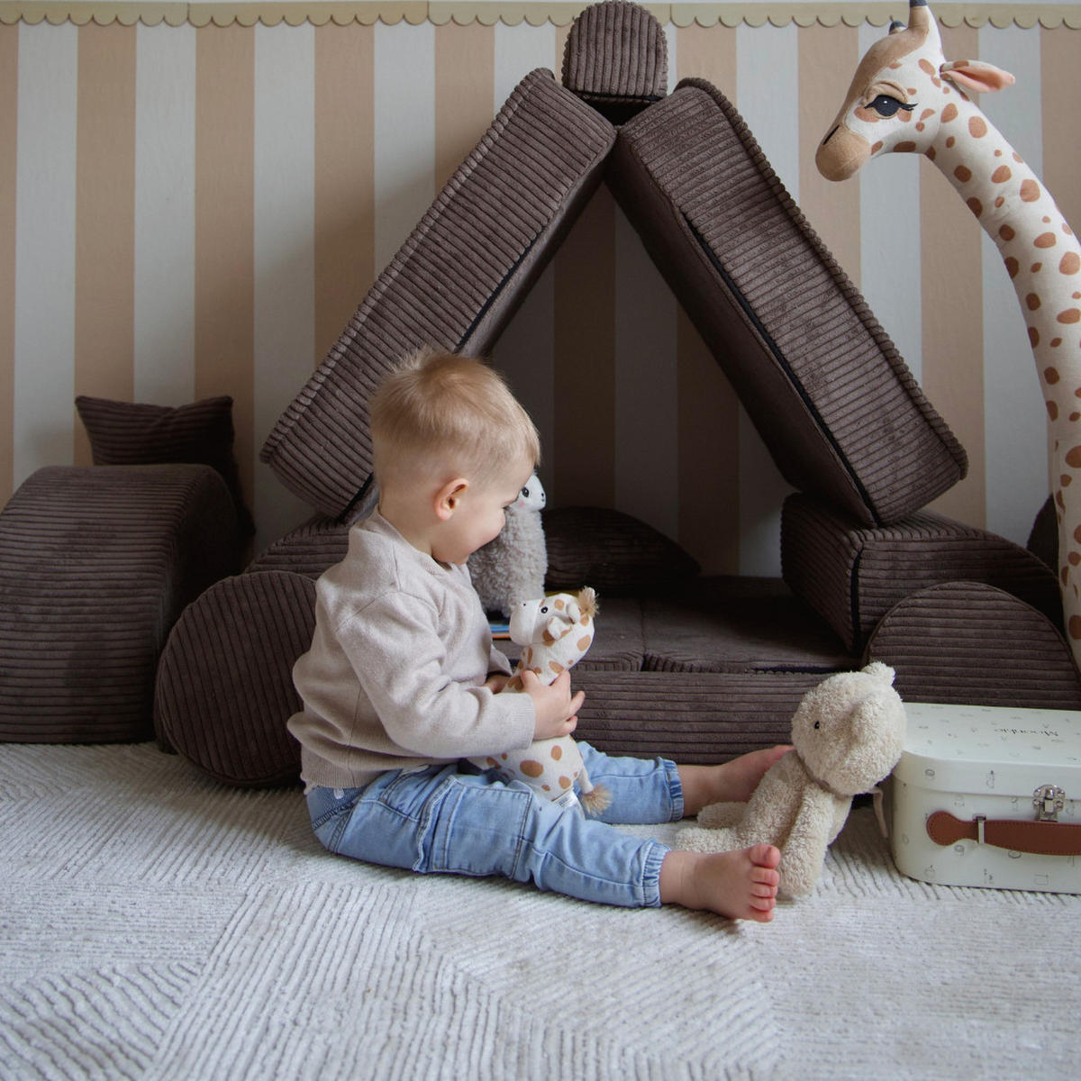 KINDERSOFA AESTHETIC 120 cm Cord Braun 12 Stk - Braun, Textil (60/12.5/120cm) - MeowBaby