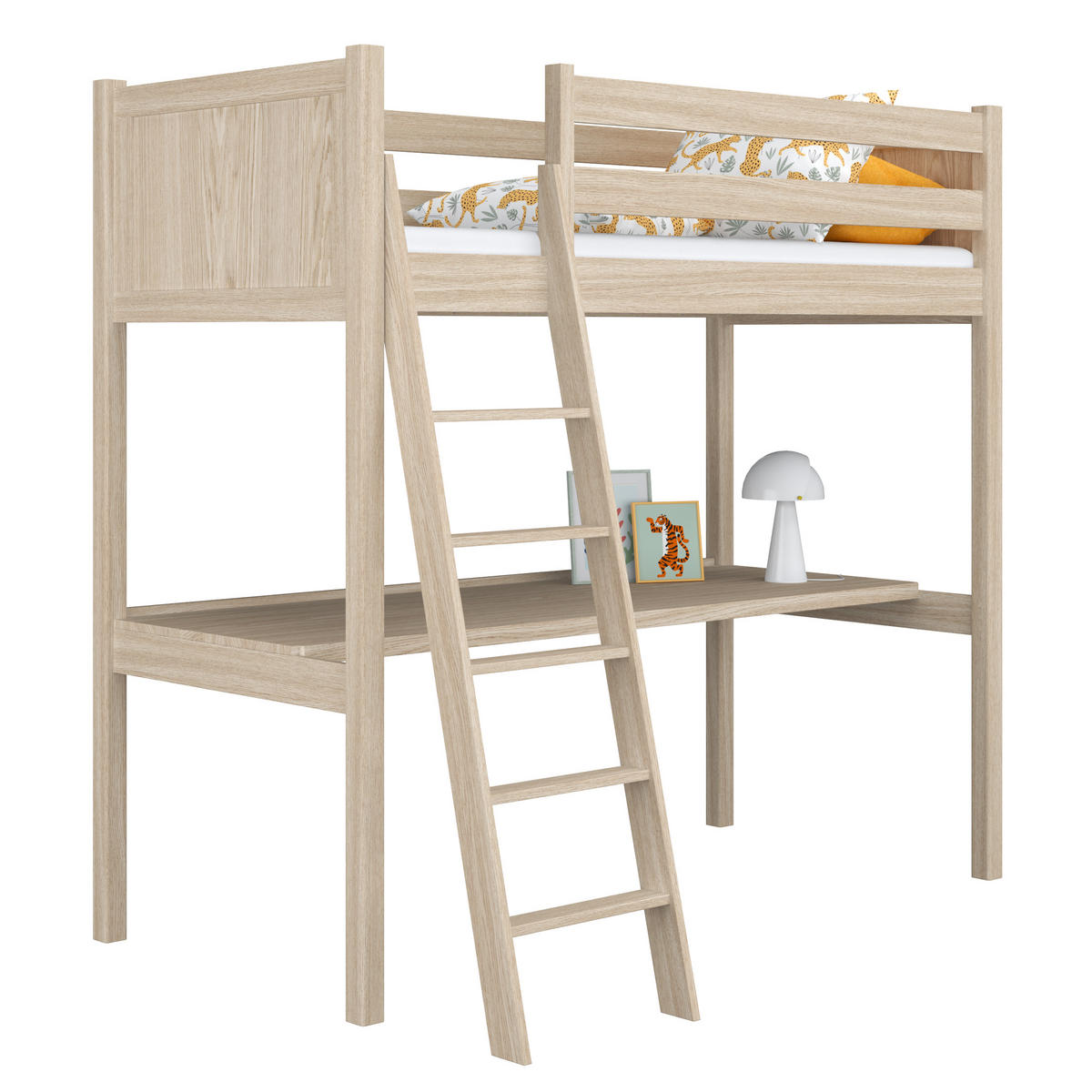 HOCHBETT N04 mit Schreibtisch Sonoma Eiche 90/180 - Sonoma Eiche, Naturmaterialien/Holz (90/180cm) - N-Wood