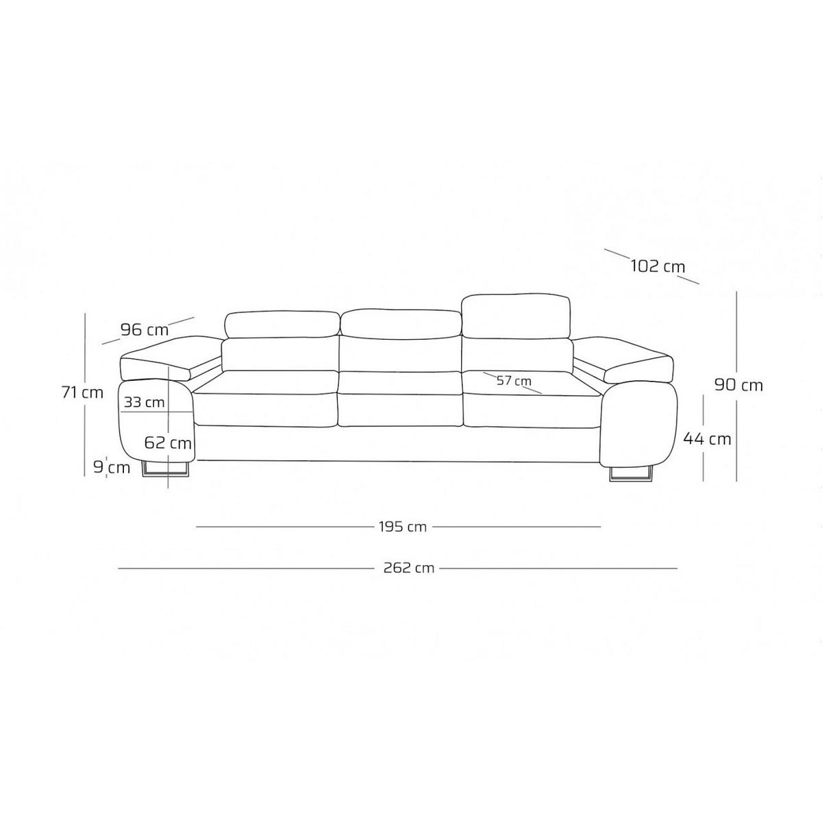 3-SITZER-SOFA WILD mit Schlaffunktion 127x190 Velours Beige - Chromfarben/Beige, Holz/Textil (262/90/102cm) - Muffo