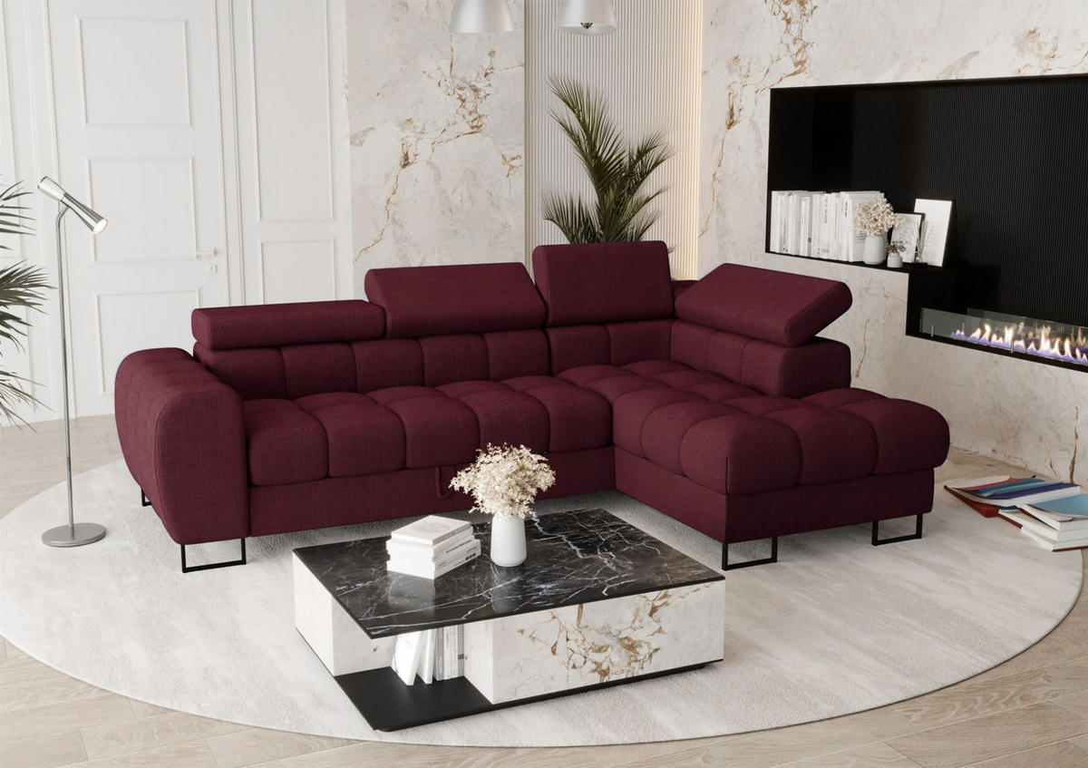 ECKSOFA Bastien Mit Schlaffunktion - Rot, Holzwerkstoff/Textil (260/170cm) - Fun Möbel